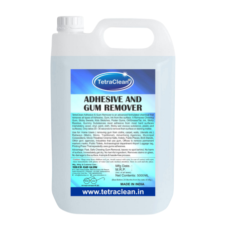 TetraClean Adhesive & Gum Remover I Fast & Safe Cleaner for Stickers Gum I Glue & Sticky Residues Liquid (5 Litre)