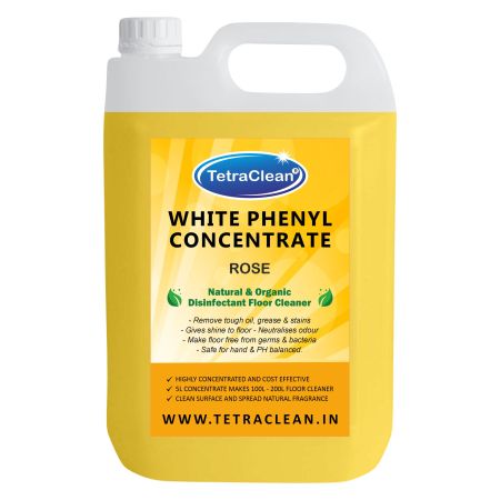 TetraClean Multi-Fragrance White Phenyl Concentrate Liquid, 5 Ltr Make 200L White Floor Cleane